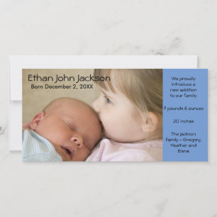 Faire-part de naissance garçon carte photo bleu si