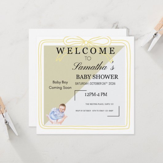 Faire-part de naissance garçon classique | Gol dou (Devant/Arrière en situation)