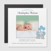 Faire-part de naissance Garçon Eléphant Bleu Bébé (Devant / Derrière)