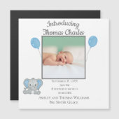 Faire-part de naissance Garçon Eléphant Bleu Bébé (Devant / Derrière)