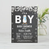 Faire-part de naissance garçon hiver pingouin rust (Debout devant)