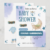 Faire-part de Naissance Garçon Lune Étoiles Modèle (Devant / Derrière)
