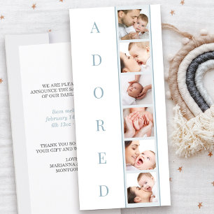 Faire-part de naissance garçon multi photo avec le