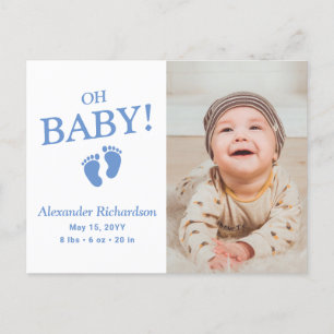 Faire-part de naissance garçon Oh Baby Blue avec p