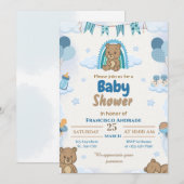 Faire-part de naissance garçon ours aquarelle (Devant / Derrière)