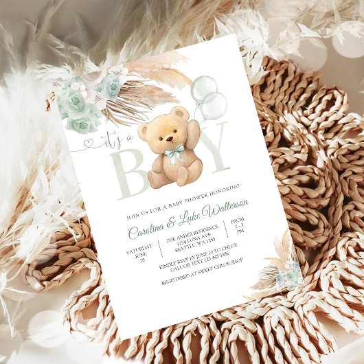 Faire-part de naissance garçon Ourson Invitation