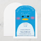 Faire-part de Naissance Garçon Pingouin Mignon | C (Devant / Derrière)
