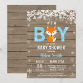 Faire-part de naissance garçon Rustic Fox Winter (Devant / Derrière)