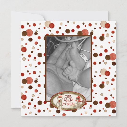 Faire-part de naissance garçon, Singe en chaussett (Dos)