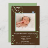 Faire-part de naissance Garçons Escargot Monogramm (Devant / Derrière)