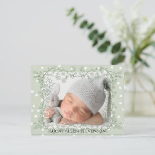 Faire-part de naissance genre neutre vert sauge vi