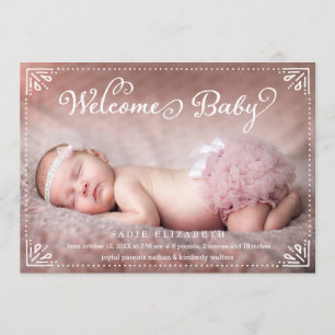 Faire-part de naissance gentiment encadré bienvenu