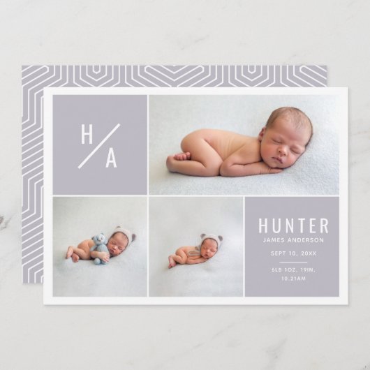 Faire-part de naissance géométrique moderne multip (Devant / Derrière)