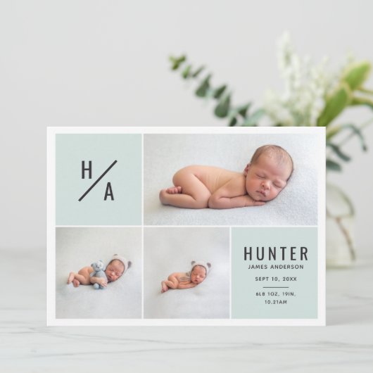 Faire-part de naissance géométrique moderne multip (Debout devant)