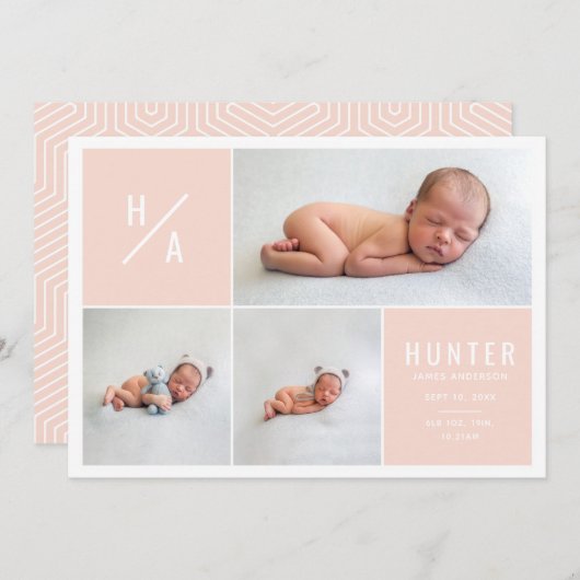 Faire-part de naissance géométrique moderne multip (Devant / Derrière)