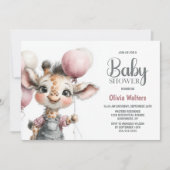 Faire-part de naissance girafe fille (Devant)