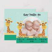 Faire-part de naissance Giraffe Twins (Devant / Derrière)