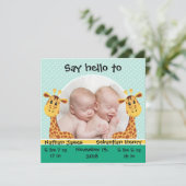 Faire-part de naissance Giraffe Twins (Debout devant)