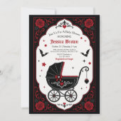 Faire-part de naissance gothique poussette rouge e (Devant)