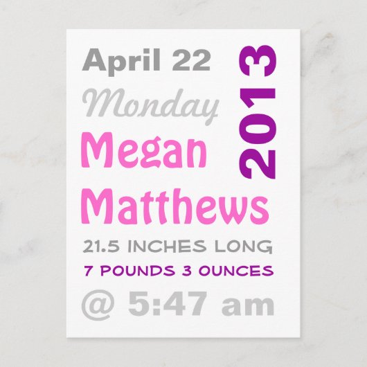 Faire-part de naissance graphique (Devant)