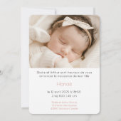 Faire-part de naissance Hanaé (Dos)