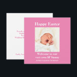 Faire-part de naissance Happy Pâques Photo Girl ro<br><div class="desc">Votre nouvelle petite fille est arrivée à temps pour les vacances de Pâques ! Vous serez éclatant d'annoncer la merveilleuse nouvelle à vos amis et votre famille avec ce design entièrement personnalisable et vos salutations de Pâques en même temps avec votre photo préférée de votre nouvelle arrivée. Votre photo préférée...</div>
