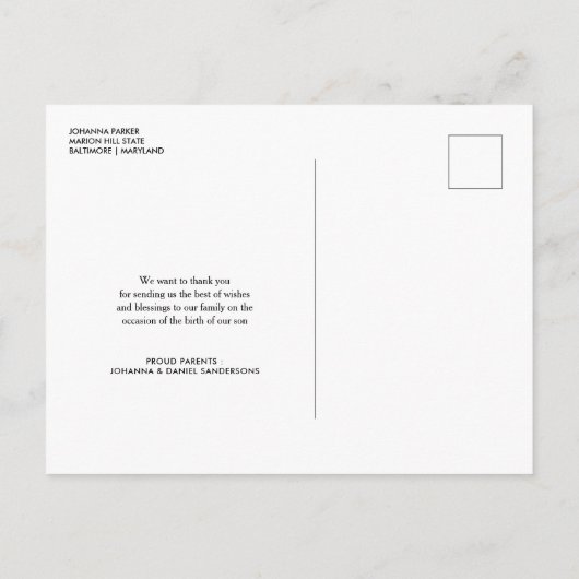 Faire-part de naissance Hello Modern Script Photo (Dos)