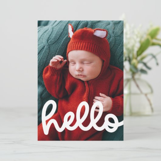 Faire-part de naissance Hello moderne avec Carte p (Debout devant)