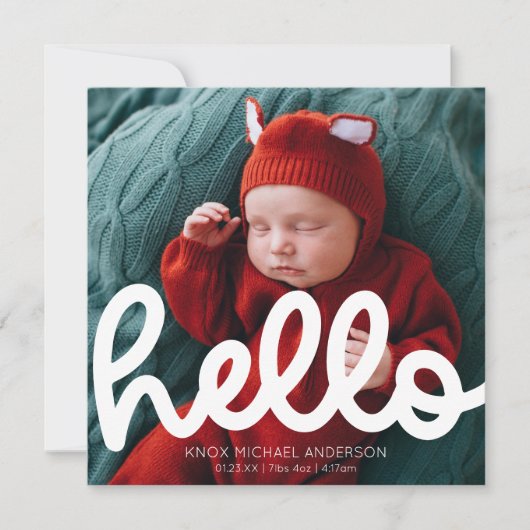Faire-part de naissance Hello moderne avec Carte p (Devant)