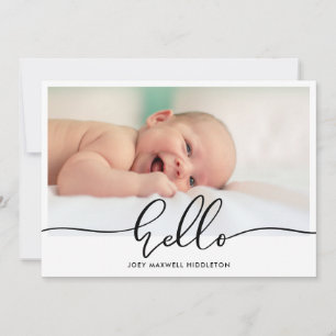 Faire-part de naissance Hello Script photo de nouv