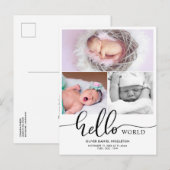 Faire-part de naissance Hello World Collage de pho (Devant / Derrière)