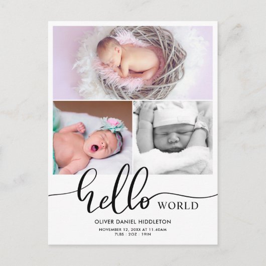 Faire-part de naissance Hello World Collage de pho (Devant)
