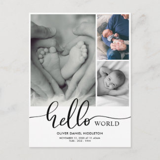 Faire-part de naissance Hello World Photo Collage