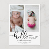 Faire-part de naissance Hello World Script photo (Devant)