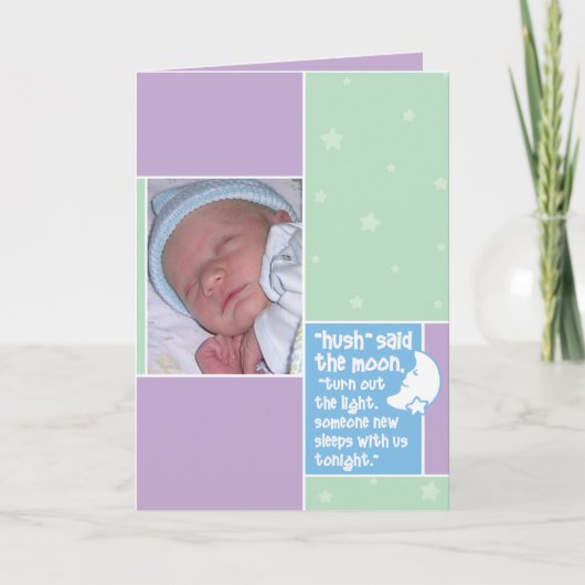 Faire-part de naissance : Hush dit la lune (Devant)
