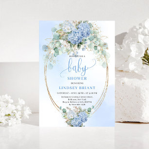 Faire-part de naissance Hydrangea Bleu Botanique E