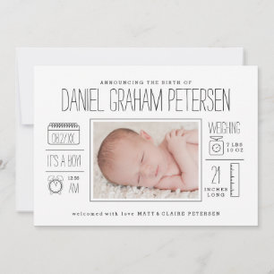 Faire-part de naissance infographique pour bébé ga