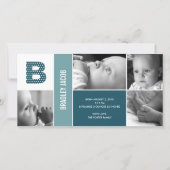 Faire-part de naissance initiale pois pour bébé (Devant)