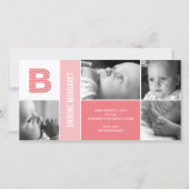 Faire-part de naissance initiale pois pour bébé (Devant)