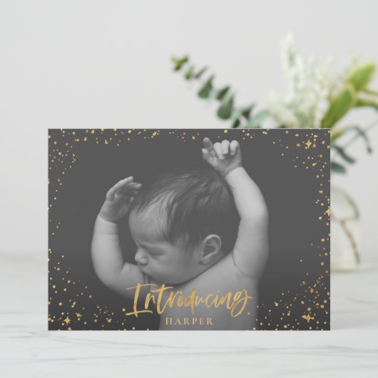 Faire-part de naissance introduction d'étoiles d'é (Debout devant)