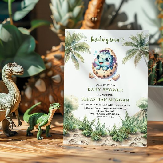 Faire-Part de Naissance Invitation Bébé Dino Œuf Q