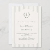 Faire-part de naissance Ivory Sage avec Monogramme (Devant)