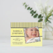 Faire-part de naissance jaune bébé Damask & Stripe (Debout devant)