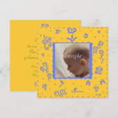 Faire-part de naissance jaune et bleu (Devant / Derrière)