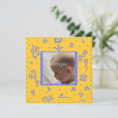 Faire-part de naissance jaune et bleu (Debout devant)