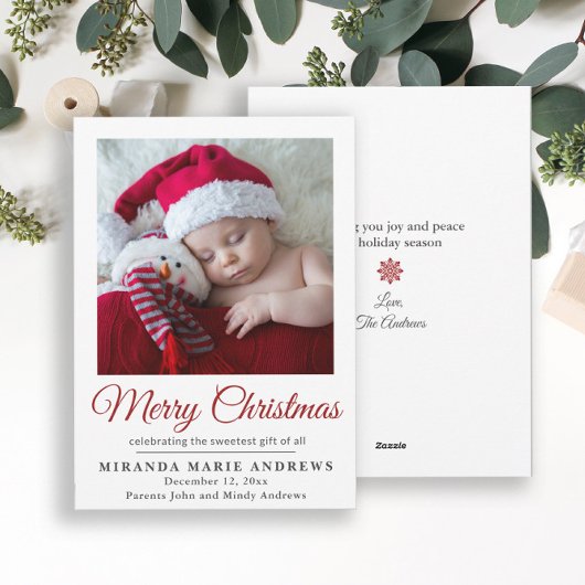 Faire-part de naissance Joyeux Noël Photo