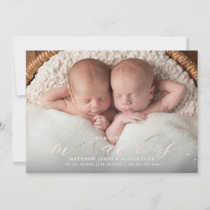 Faire-part de naissance jumeau Miracles Faux Foil