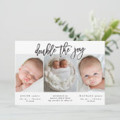 Faire-part de naissance jumeau multiphoto (Debout devant)