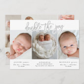 Faire-part de naissance jumeau multiphoto (Devant / Derrière)