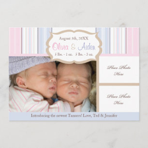 Faire-part de naissance - jumeaux